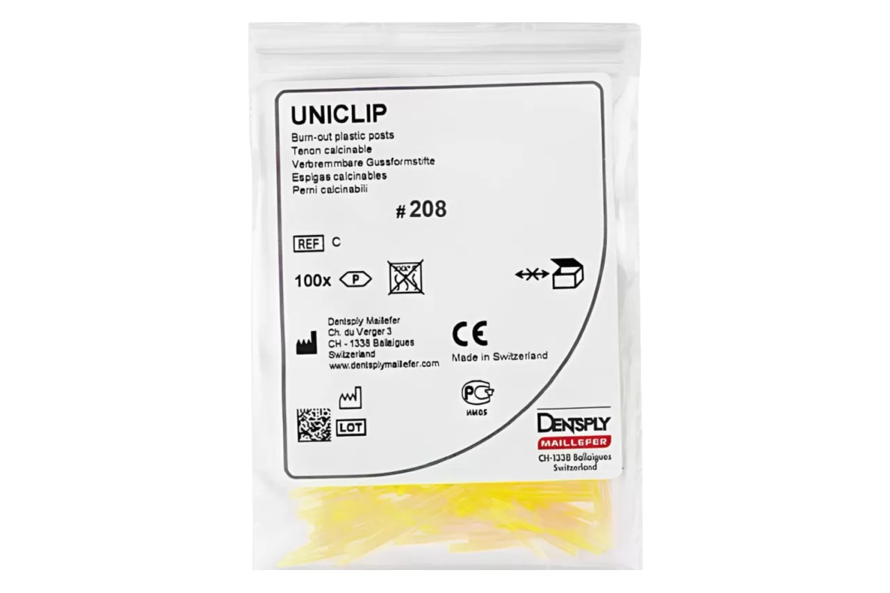 Беззольные штифты Uniclip N208 Желтые (0.8 мм. x 100 шт.)