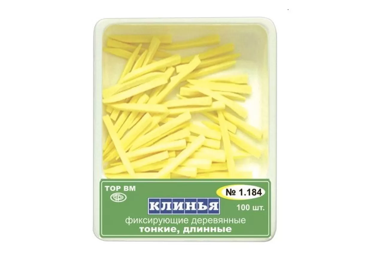 №1.184 Клинья деревянные тонкие длинные желтые (100 шт.)