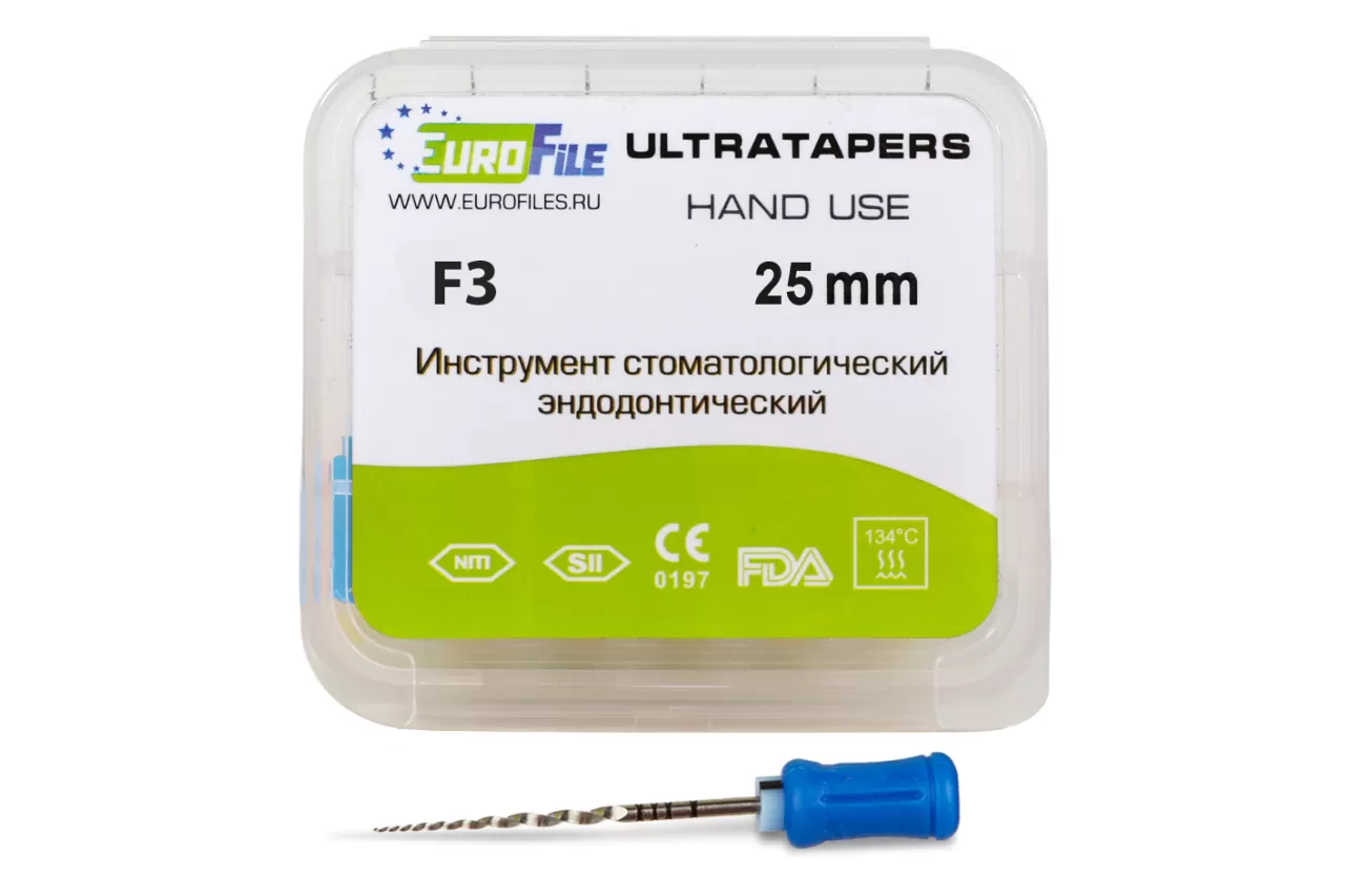 Ручные файлы 25мм F3 (6шт), Еврофайл
