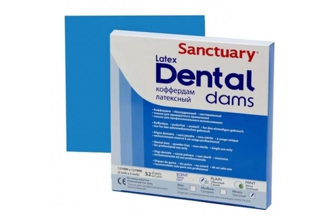Коффердам Latex Dental Dams, синий, плотный, без запаха, 152x152 мм (36 шт.)