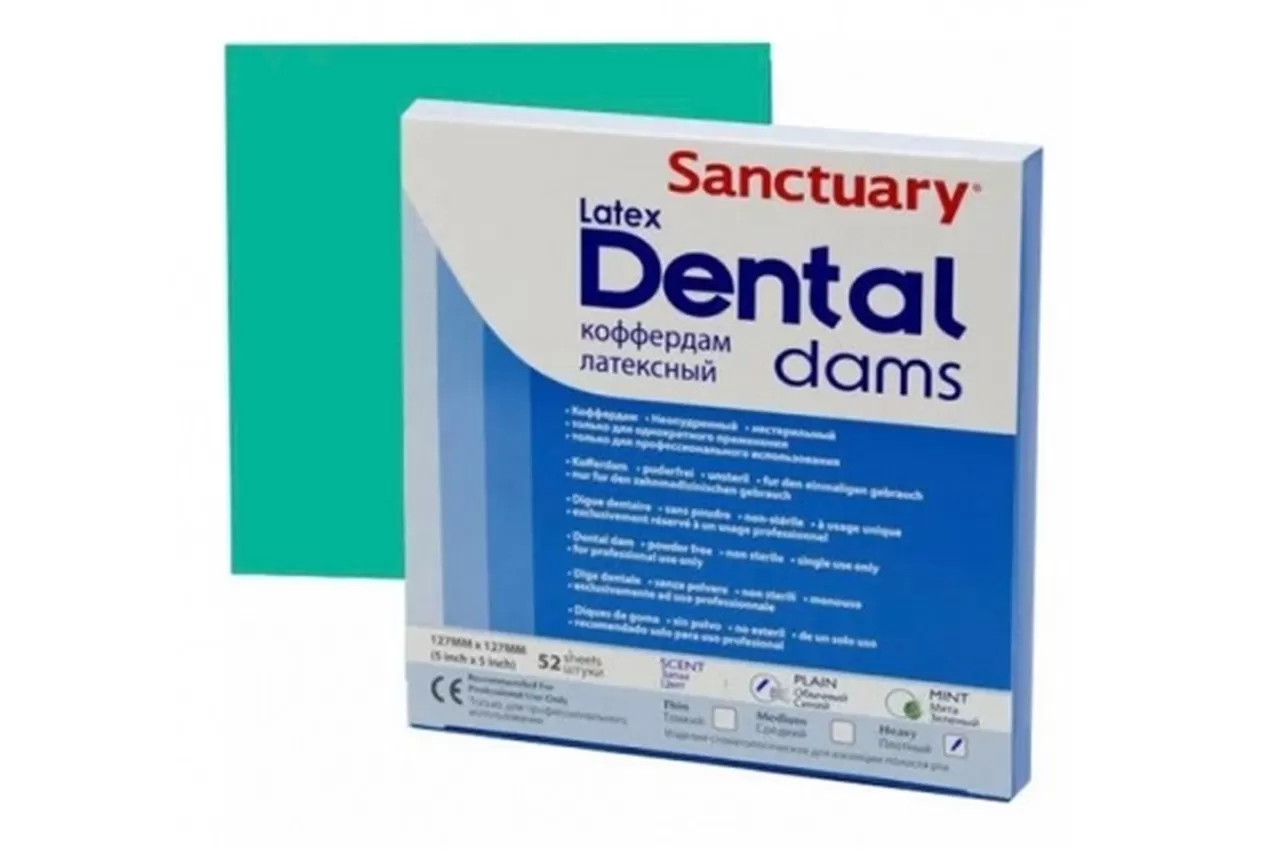 Коффердам Latex Dental Dams, зеленый, плотный, мята, 152x152 мм (36 шт.)