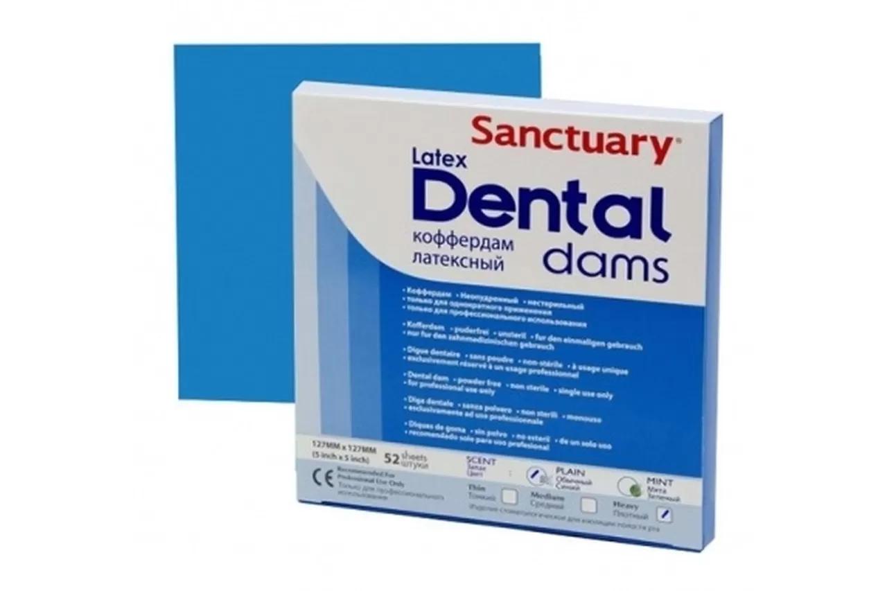 Коффердам Latex Dental Dams, синий, тонкий, без запаха, 152x152 мм (36 шт.)