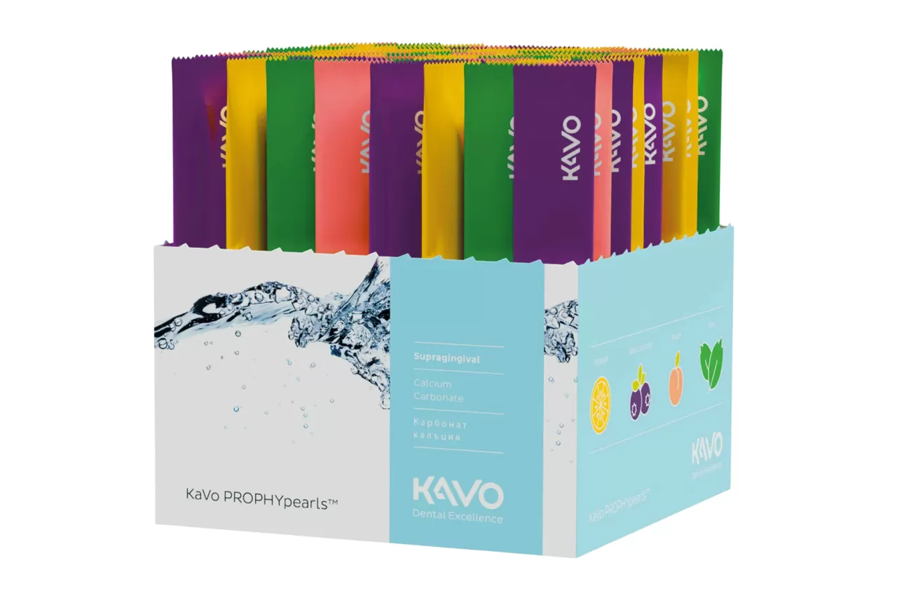 Порошок KaVo PROPHYpearls selection (80x15гр.) с разными вкусами (мята, апельсин, персик, черная смородина)
