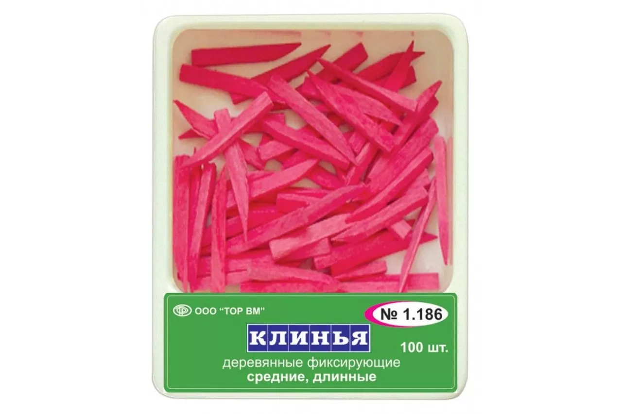 №1.186 Клинья деревянные средние длинные розовые (100 шт.)