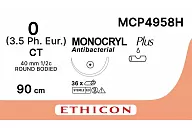 Монокрил Плюс MCP4958H 0, 90 см, игла Кол. массивная 40 мм, 1/2, фиолет. (12шт.)
