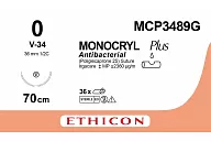 Монокрил Плюс MCP3489G 0, 70 см, игла Кол.-реж. 36 мм, 1/2, фиолет. (12шт.)