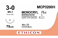 Монокрил Плюс MCP3200H 3/0, 70 см, игла Кол. 31 мм, 1/2, фиолет. (12шт.)
