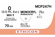 Монокрил Плюс MCP247H 0, 70 см, игла Кол. 31 мм, 1/2, фиолет. (12шт.)