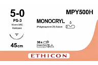 Монокрил MPY500H 5/0, 45 см, игла Прайм обр.-реж. 16 мм, 3/8, н/окр. (12шт.)