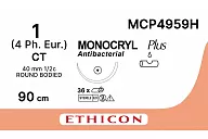 Монокрил Плюс MCP4959H 1, 90 см, игла Кол. массивная 40 мм, 1/2, фиолет. (12шт.)