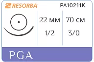 ПГА Ресорба PA10211К 3/0 USP, 70 см, игла HR 22, фиол. (24 шт.)