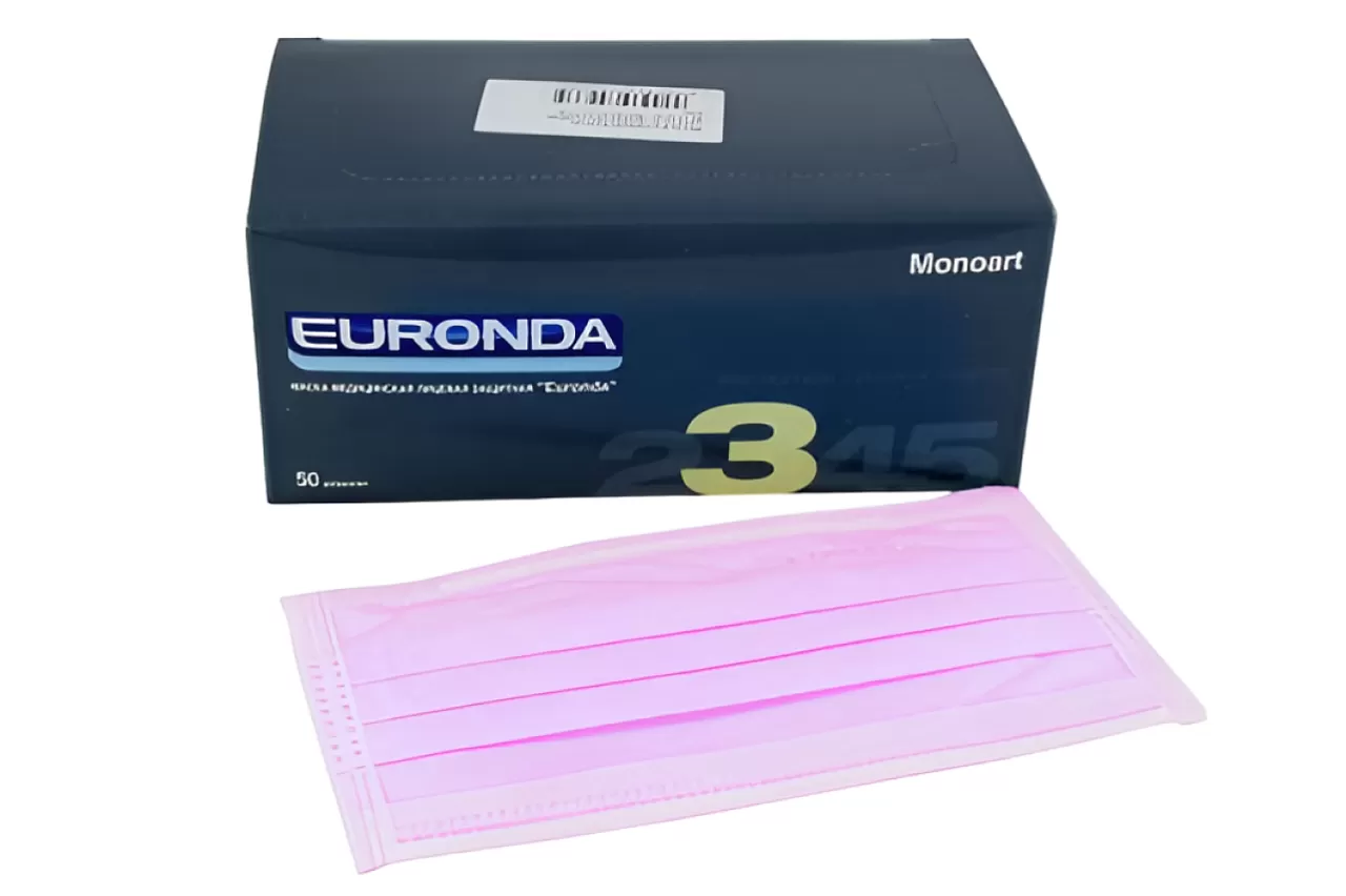 Маски медицинские розовые Euronda (50шт)