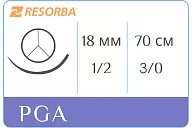 ПГА Ресорба PA1061 3/0 USP, 70 см, игла HRT 18, фиол. (1 шт.)