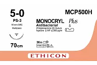 Монокрил Плюс MCP500H 5/0, 70 см, игла Прайм обр.-реж. 16 мм, 3/8, н/окр. (12шт.)