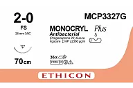 Монокрил Плюс MCP3327G 2/0, 70 см, игла Обр.-реж. 26 мм, 3/8, н/окр. (12шт.)