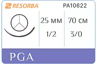 ПГА Ресорба PA10622 3/0 USP, 70 см, игла HRT 25, неокр. (1 шт.)