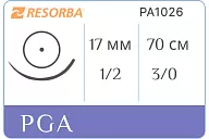 ПГА Ресорба PA1026 3/0 USP, 70 см, игла HR 17, фиол. (1 шт.)