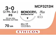 Монокрил Плюс MCP3213H 3/0, 70 см, игла Прайм обр.-реж. 26 мм, 3/8, н/окр. (12шт.)