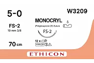 Монокрил W3209 5/0, 70 см, игла Обр.-реж. 19 мм, 3/8, н/окр. (12шт.)